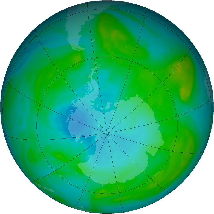 Antarctic ozone map for 06 February 1984